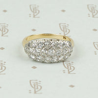 Glittering Mid Century Diamond Cluster Band