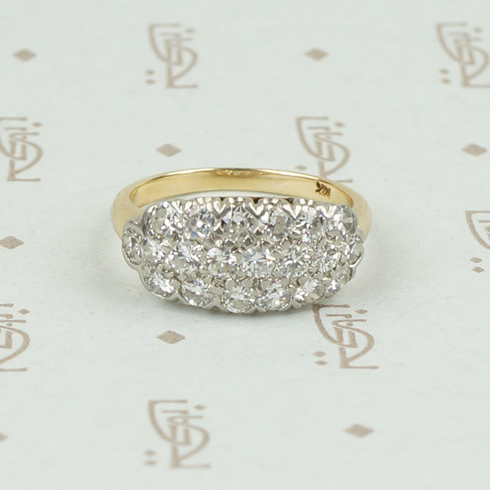Glittering Mid Century Diamond Cluster Band
