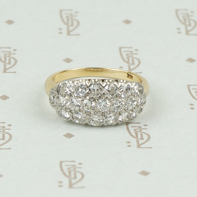 Glittering Mid Century Diamond Cluster Band