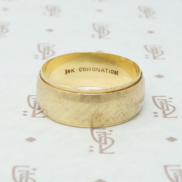 Wide 1970s Band with Crosshatch Finish