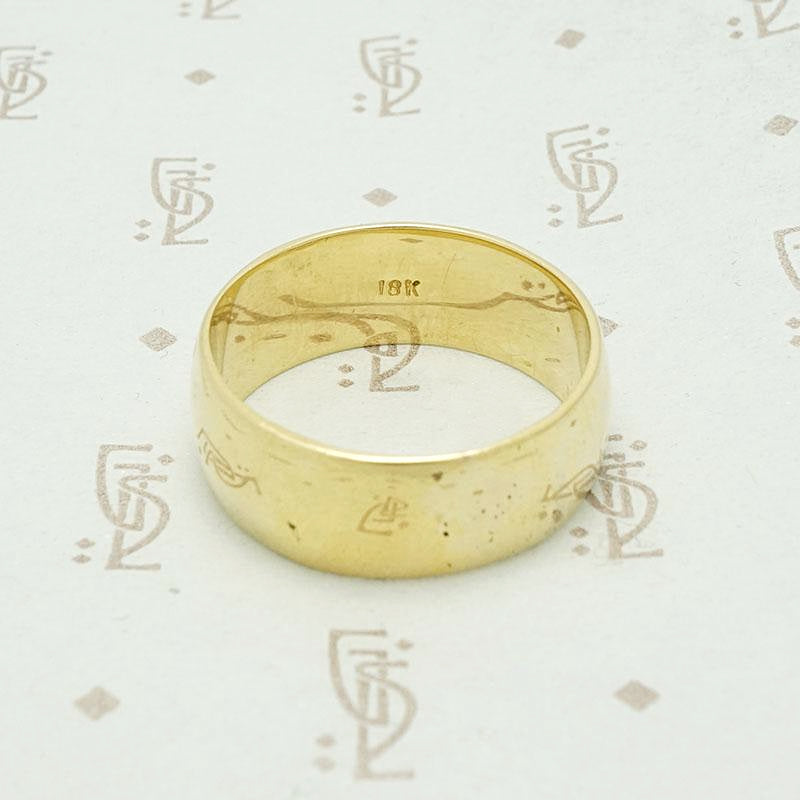 Wide Half Round Wedding Band in 18k Gold