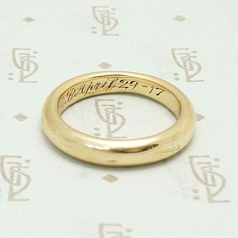 1917 Engraved Gold Wedding Band 
