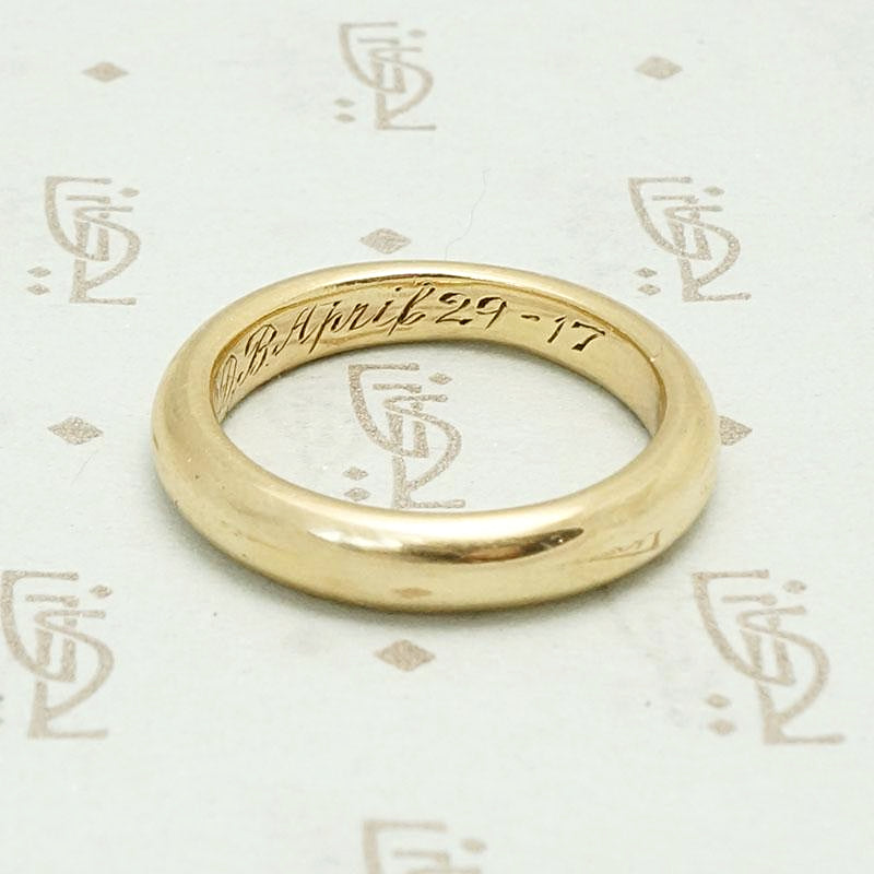 1917 Engraved Gold Wedding Band 