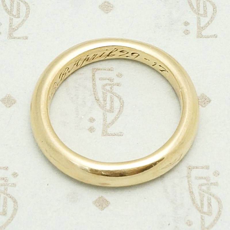 1917 Engraved Gold Wedding Band 