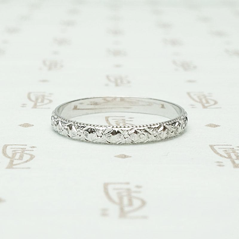 Bright White & Crisp Forget Me Not Wedding Band