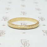 Slim and Elegant Engraved Gold Band