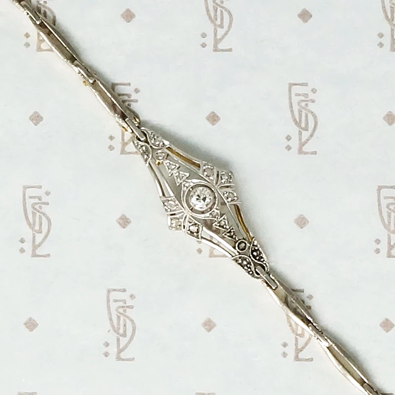Elegant Edwardian Diamonds in Platinum and 18k Bracelet