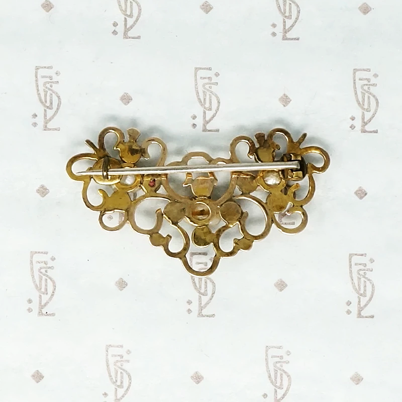 Exquisite Pink and Pearl Georgian Brooch