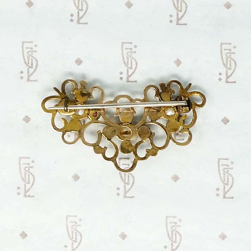 Exquisite Pink and Pearl Georgian Brooch