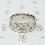 Beautiful White Gold Band With Engraved Leaves