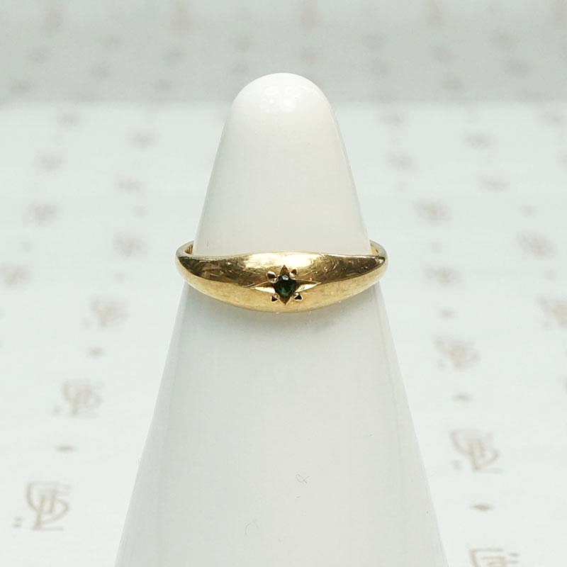 May Birthstone Gypsy Style Bitty Ring with Emerald