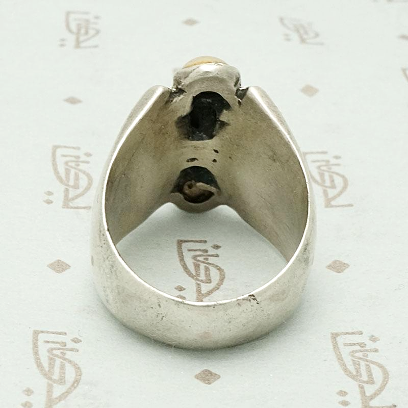 Dramatic & Graphic Two Toned Modernist Ring, back view