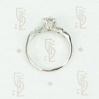 flat side view of 1940's platinum and oec diamond engagement ring