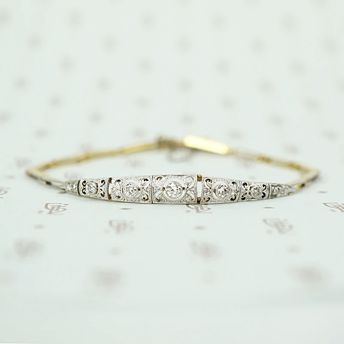 Sparkling Diamond Edwardian Panel Bracelet