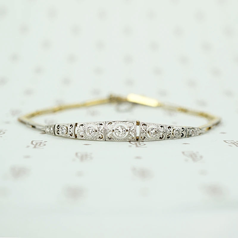 Sparkling Diamond Edwardian Panel Bracelet