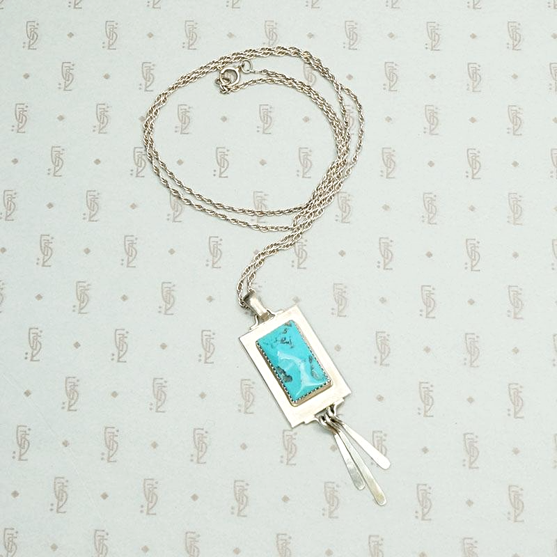 Refined Kingman Turquoise Pendant by J. Manuelito