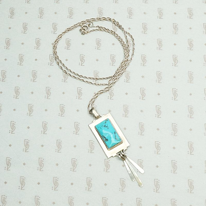 Refined Kingman Turquoise Pendant by J. Manuelito
