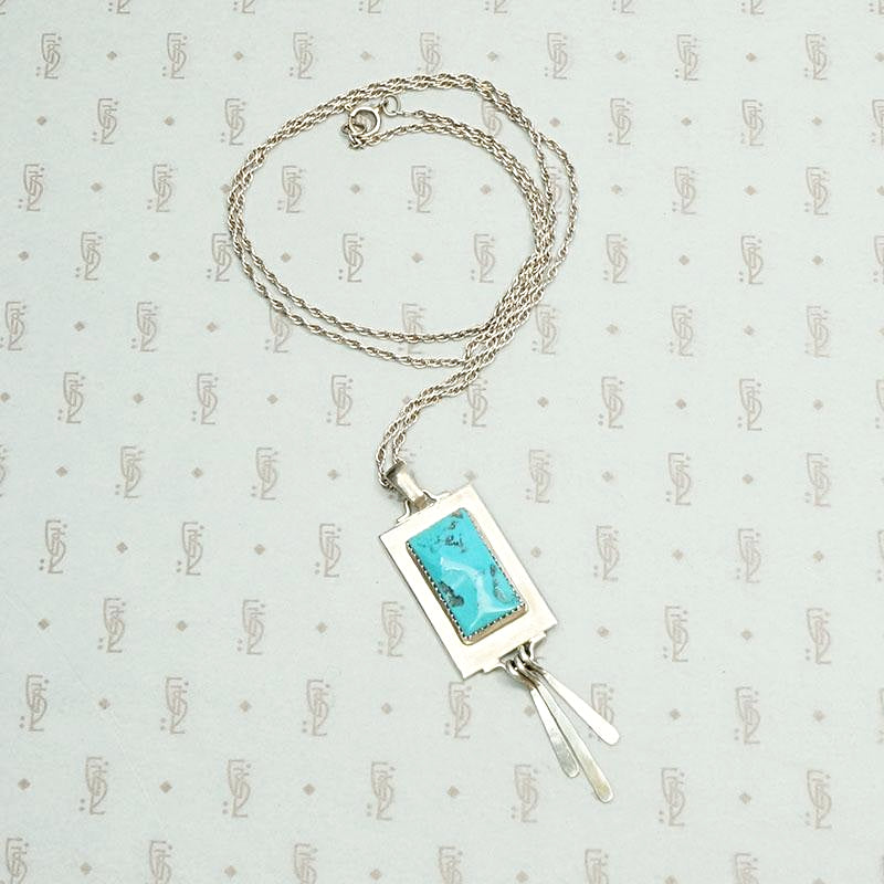 Refined Kingman Turquoise Pendant by J. Manuelito