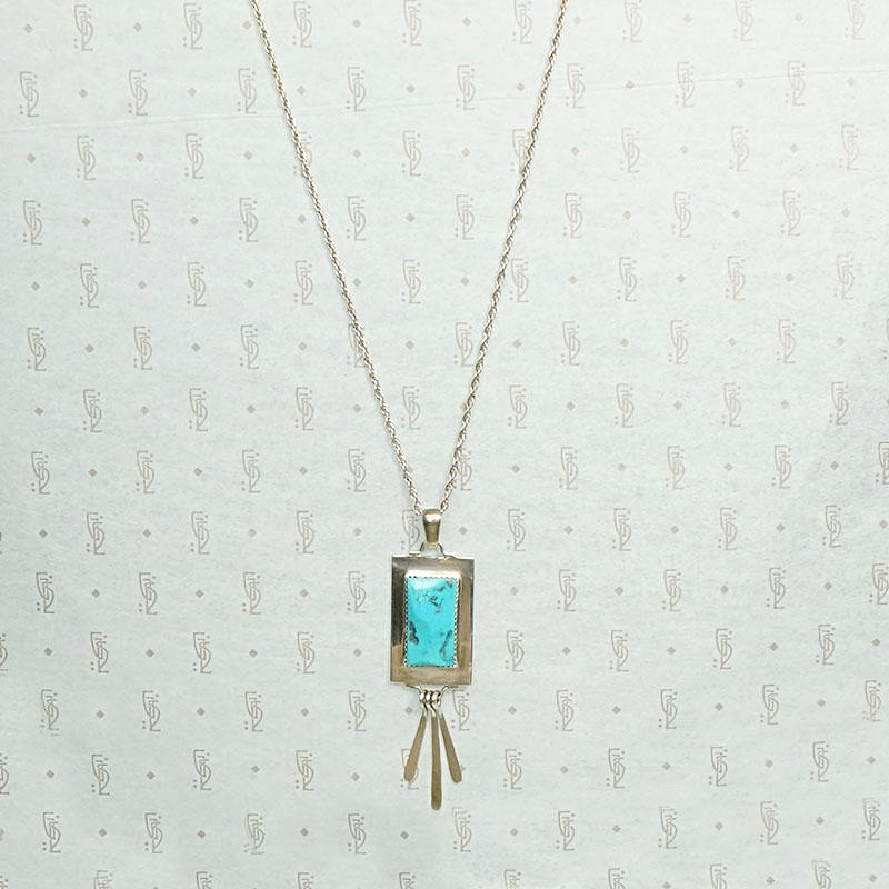 Refined Kingman Turquoise Pendant by J. Manuelito