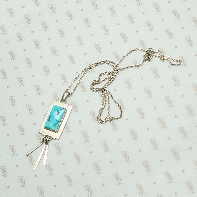Refined Kingman Turquoise Pendant by J. Manuelito