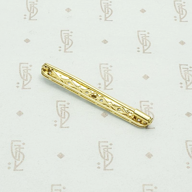 Enchanting Edwardian Bar Pin with Filigree & Diamonds, back view