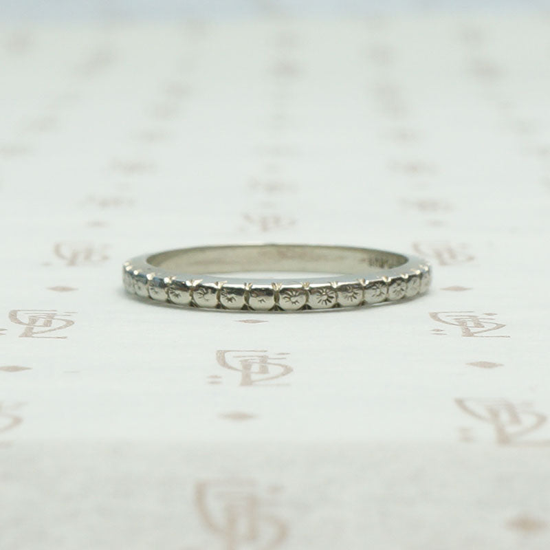 Ring of Roses Vintage White Gold Band
