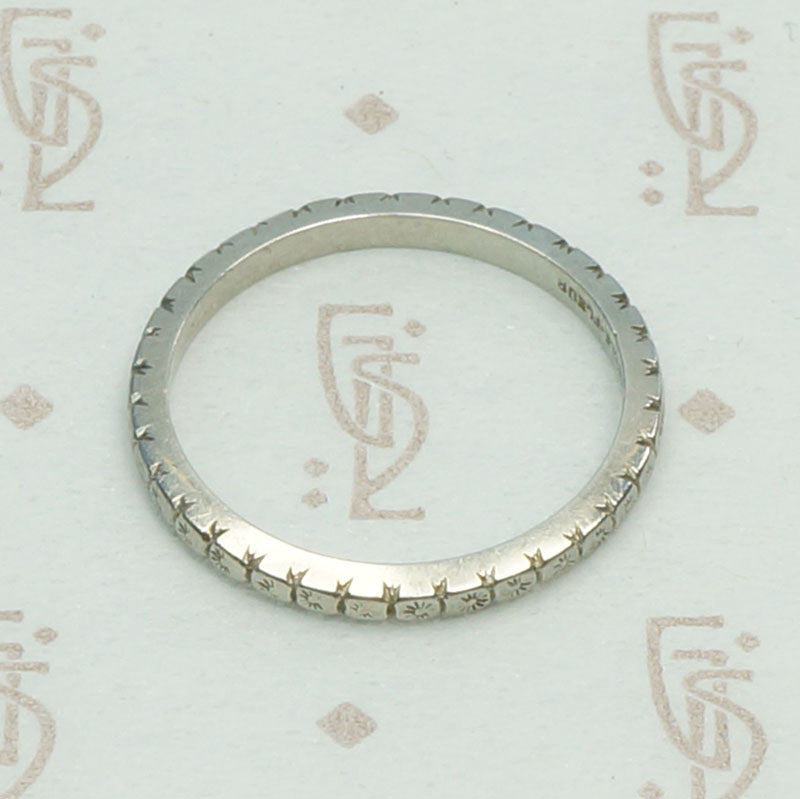 Ring of Roses Vintage White Gold Band