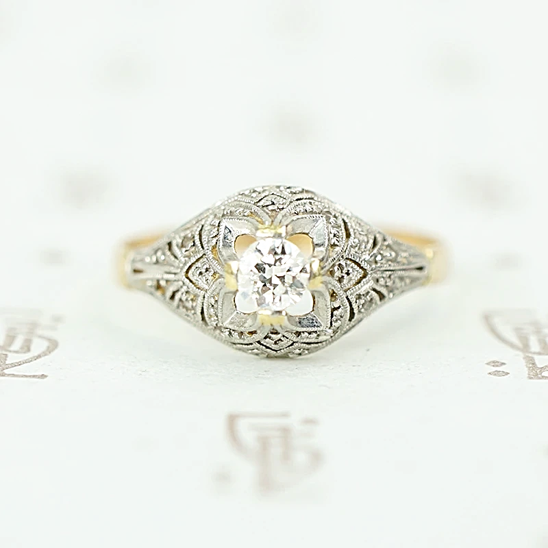 Sweet Edwardian Solitaire with Lovely Platinum Detail