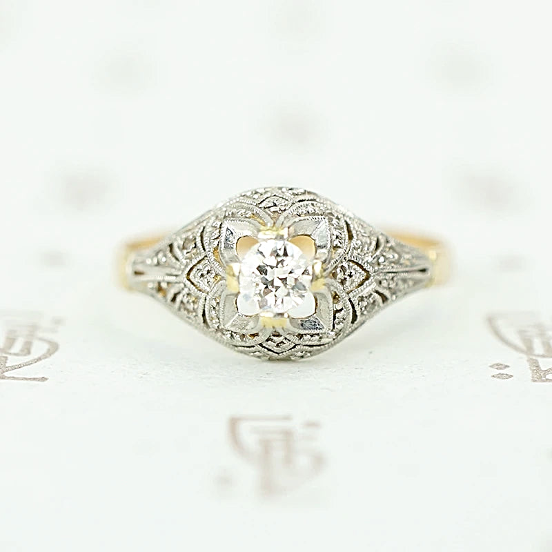 Sweet Edwardian Solitaire with Lovely Platinum Detail