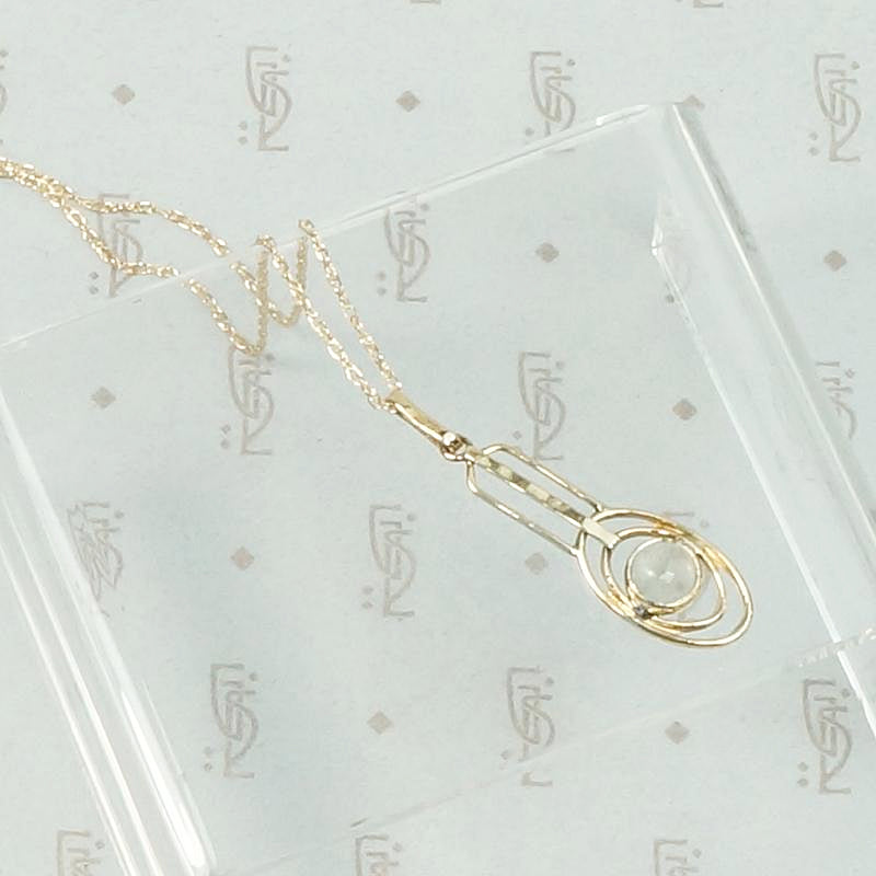 Limpid Moonstone Arts & Crafts Pendant in Gold