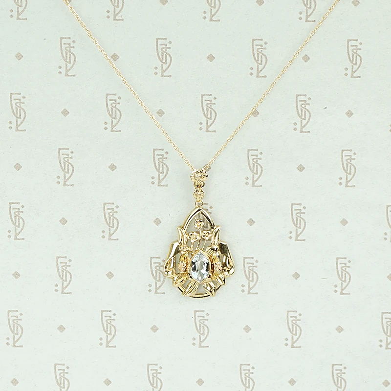 Aquamarine Dewdrop Floral Necklace