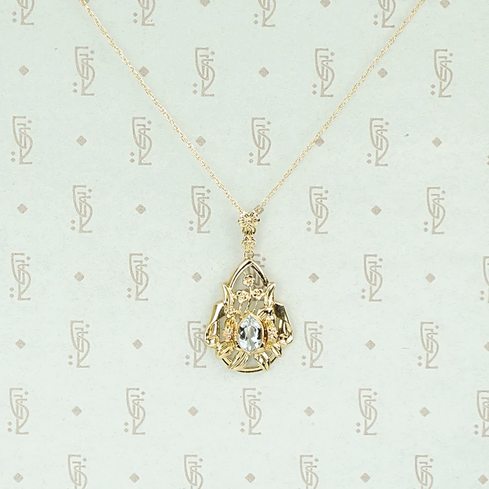 Aquamarine Dewdrop Floral Necklace
