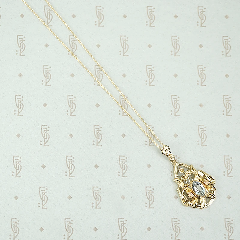 Aquamarine Dewdrop Floral Necklace