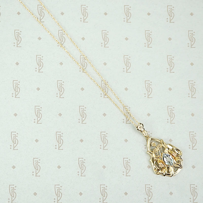Aquamarine Dewdrop Floral Necklace