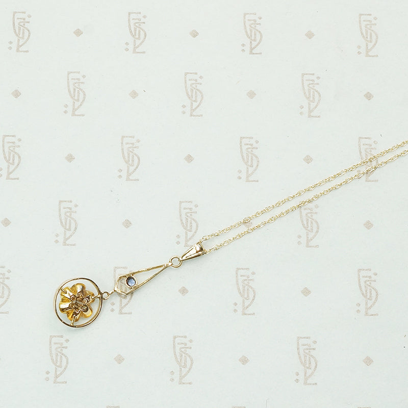 Sapphire and Diamond Gold Lavalier