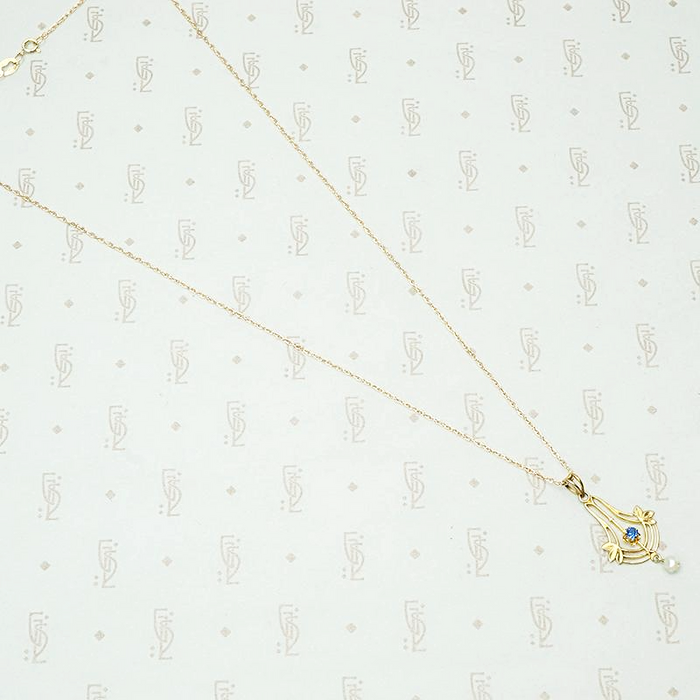 Montana Sapphire Lavalier Pendant with River Pearl