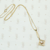 14k yellow gold filigree lavalier necklace