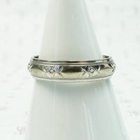 Mid Century Engraved White Gold Wedding Band
