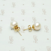 Vintage 8.9mm Creamy Pearl Stud Earrings
