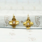 18k Gold Dogwood Flower French Earrings