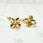 18k Gold Dogwood Flower French Earrings