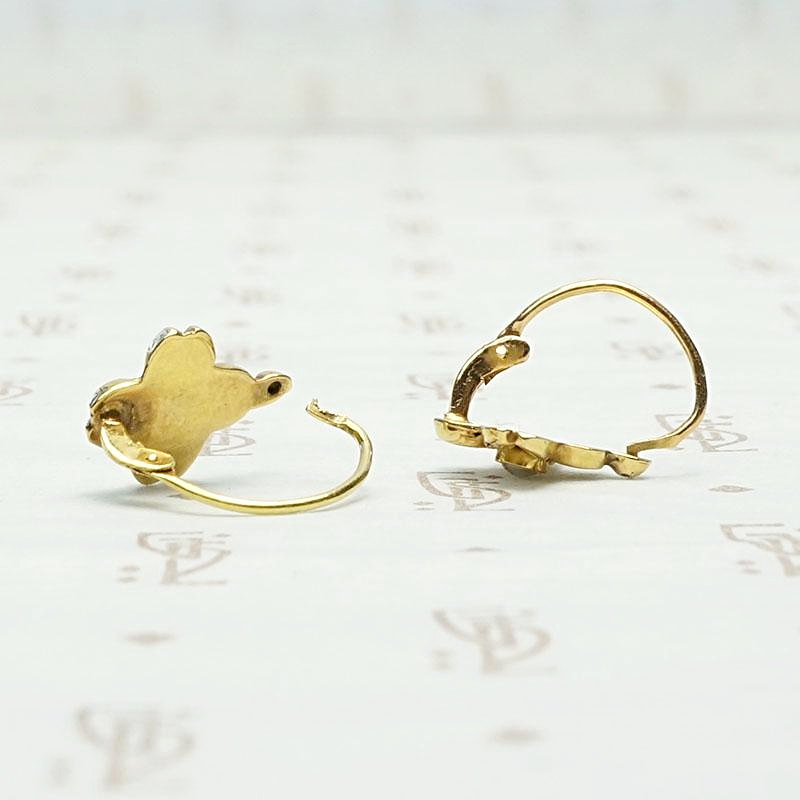 18k Gold Dogwood Flower French Earrings