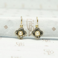 Petite French Earrings in Pearl Platinum & Gold