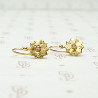 Green & Gold French Flower Earrings