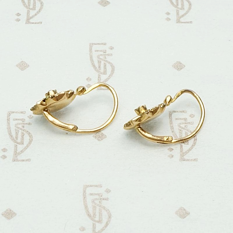 Green & Gold French Flower Earrings