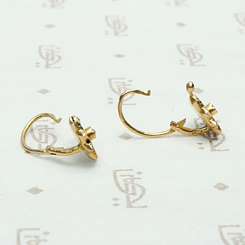 Green & Gold French Flower Earrings