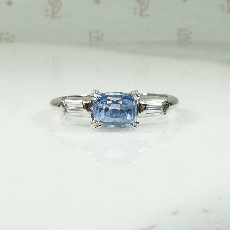 Cushion Cut Sapphire in Platinum Engagement Ring