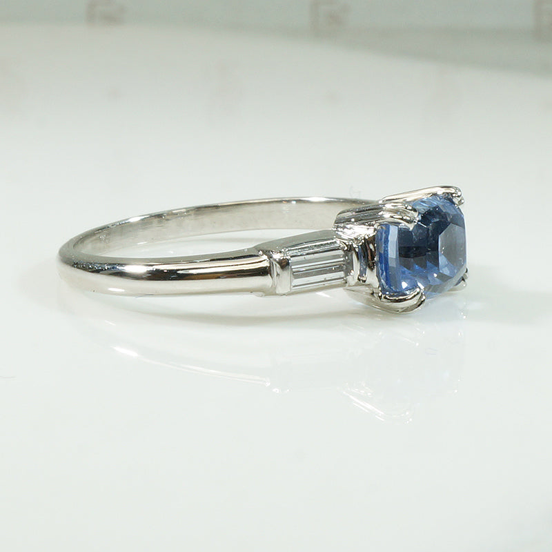 Cushion Cut Sapphire in Platinum Engagement Ring