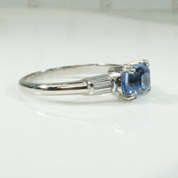 Cushion Cut Sapphire in Platinum Engagement Ring
