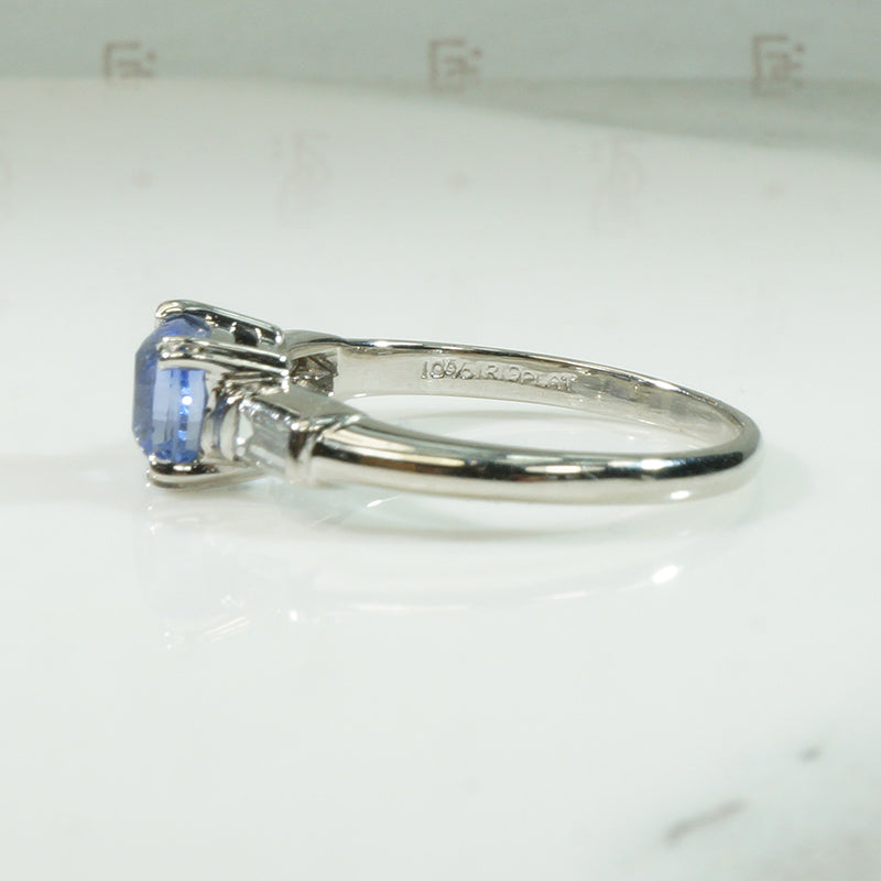 Cushion Cut Sapphire in Platinum Engagement Ring